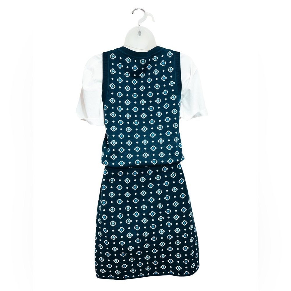 LOFT Navy & White Jacquard Floral Sweater Tank & Mini Skirt Matching Set - Picture 8 of 9